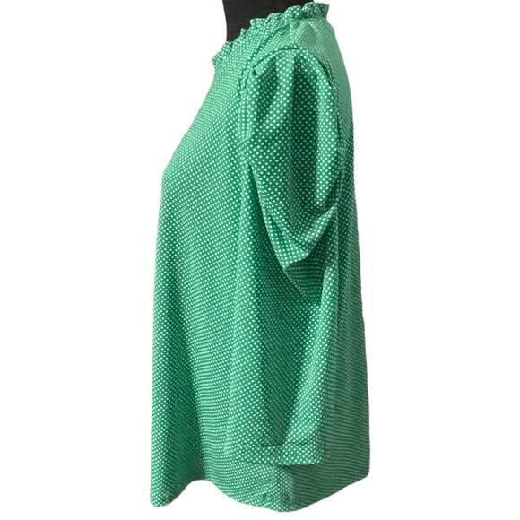 Adrianna Papell Green & White Polka Dot Blouse – Size XL - Picture 3 of 5